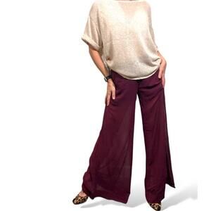 Uniq Sheer Wide Leg Dress Pants Built In Shorts Size L